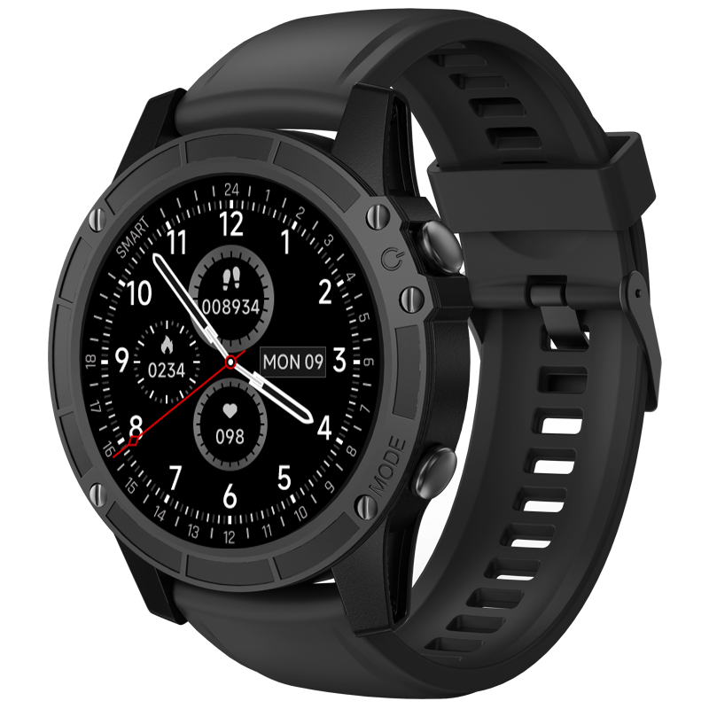 Android smart watch with 1.45" display, Bluetooth calling, health monitoring, and multi-sport modes, compatible with iPhone and Android