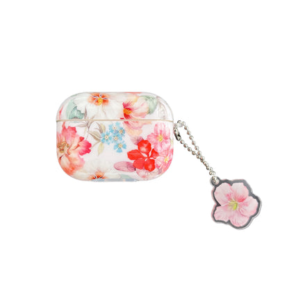 Bluetooth Earbuds Case Protective Cover Simple Watercolor Flower