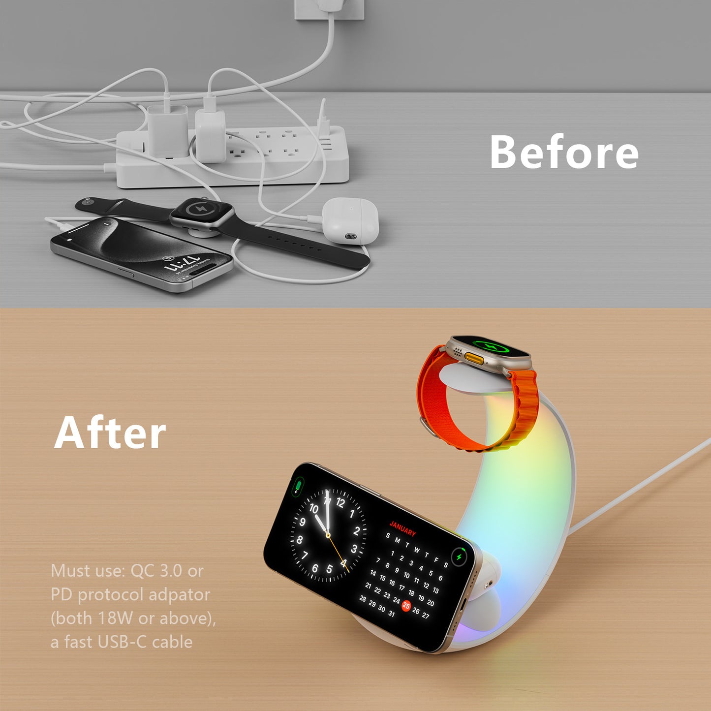 Small Moon Light Magnetic Three-in-one Wireless Charger