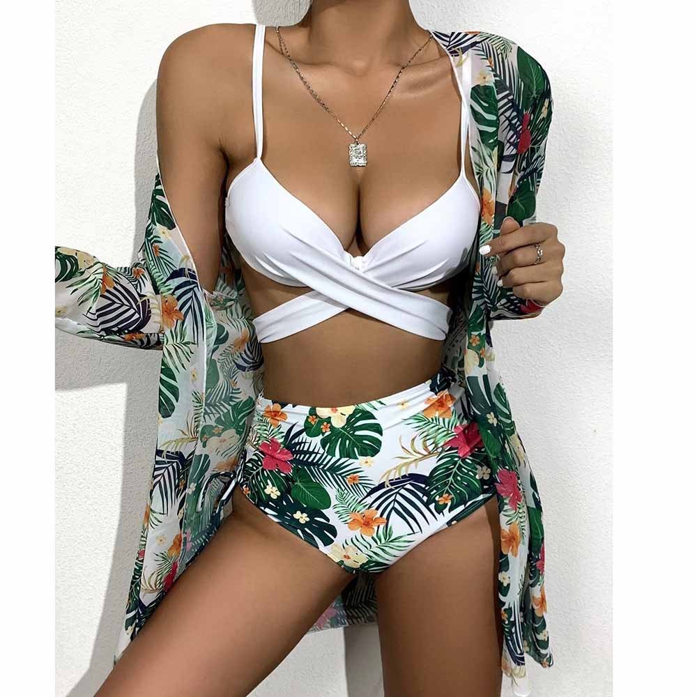 New Swimsuit European And American Three-Piece Bikini Cross-Border Exclusively For Mesh Split Swimsuit Women Bikini