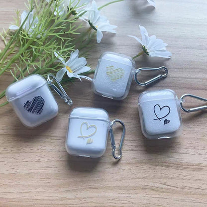 Earphone Sleeves 3 Generation Bluetooth Earbuds Case Applicable To Tpu Transparent Soft Shell Graffiti Love Heart