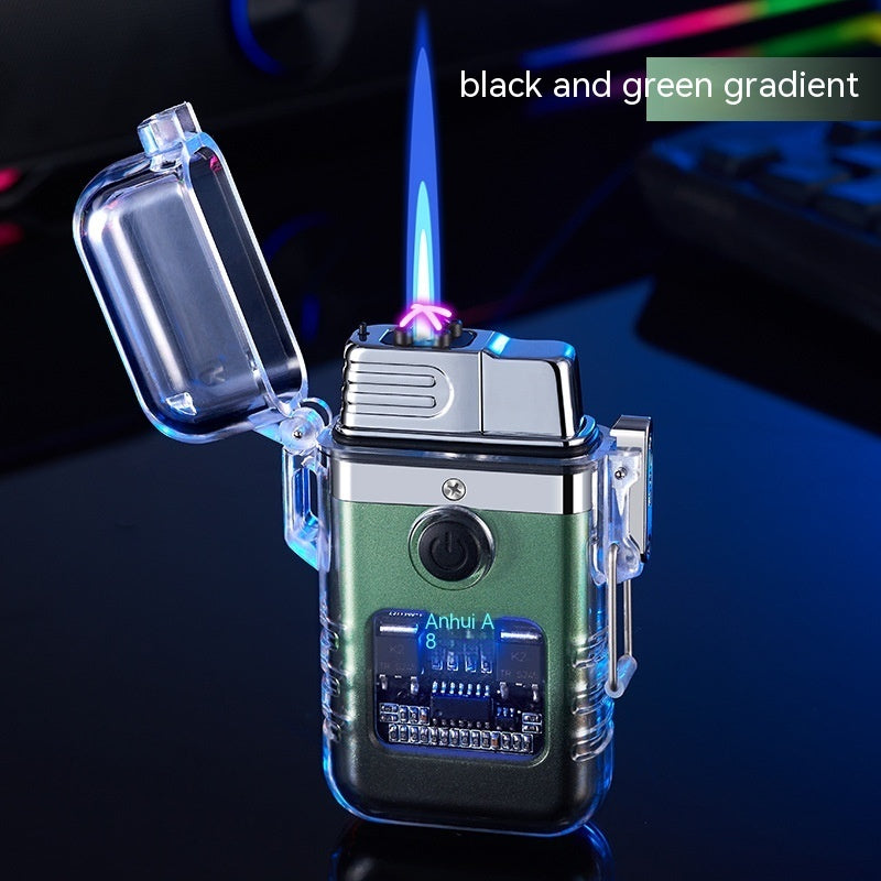 Gas-electric Dual-purpose Transparent Case Double Windproof Gas Lighters