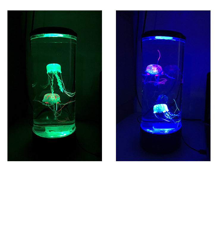 Jellyfish Light showcasing LED illumination in green and blue, unique acrylic design with realistic jellyfish movement.