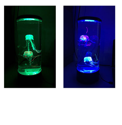 Jellyfish Light showcasing LED illumination in green and blue, unique acrylic design with realistic jellyfish movement.