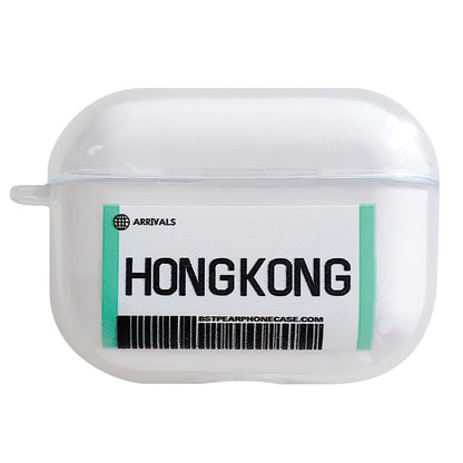 Compatible with Apple, Plane ticket cover city bar code label headphone case for Airpods Pro