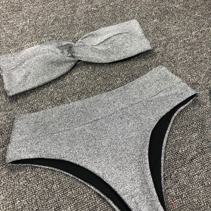 Ladies Split Swimsuit Filigree High Waist Bikini