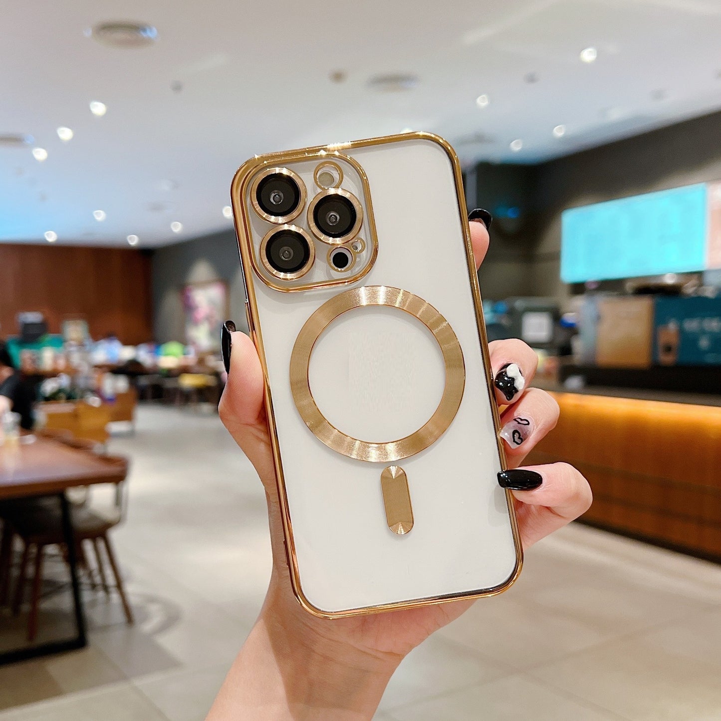 Magnetic Wireless Charger Electroplating Lens Protector Phone Case