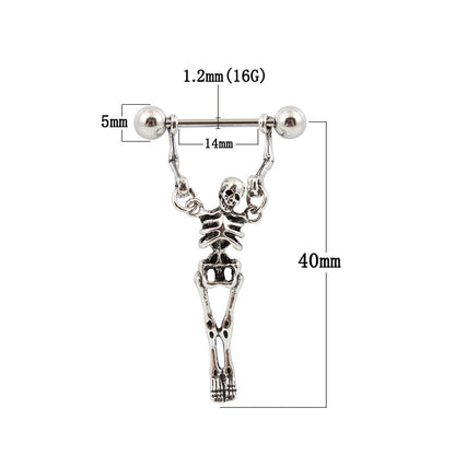 Nipple Ring Skull Antique Human Body Jewelry