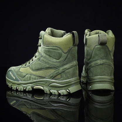 Men's Warm Snow Boots Cowhide Leather Military Shoes Men Waterproof Winter Boots