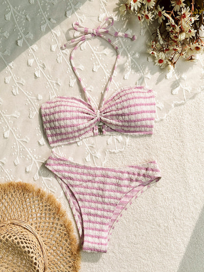 Bikini Split Striped Printed Swimsuit For Women