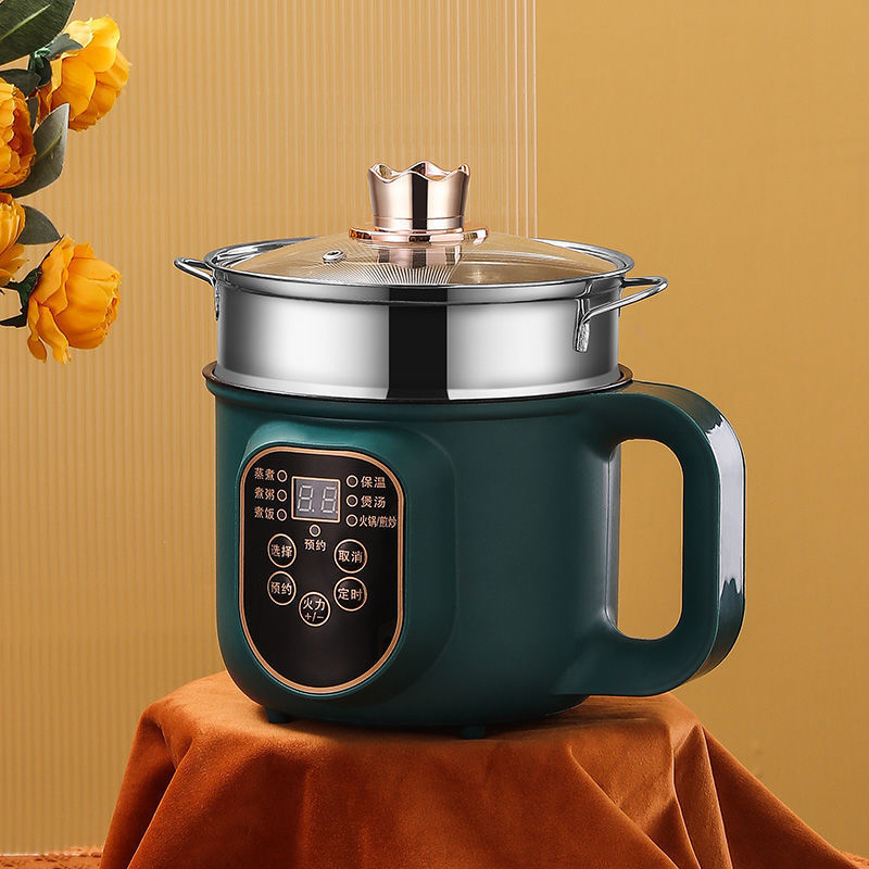 Household Electric Cooker Multifunctional Mini Smart Electric Caldron with LCD display and touch button, perfect for various cooking functions.