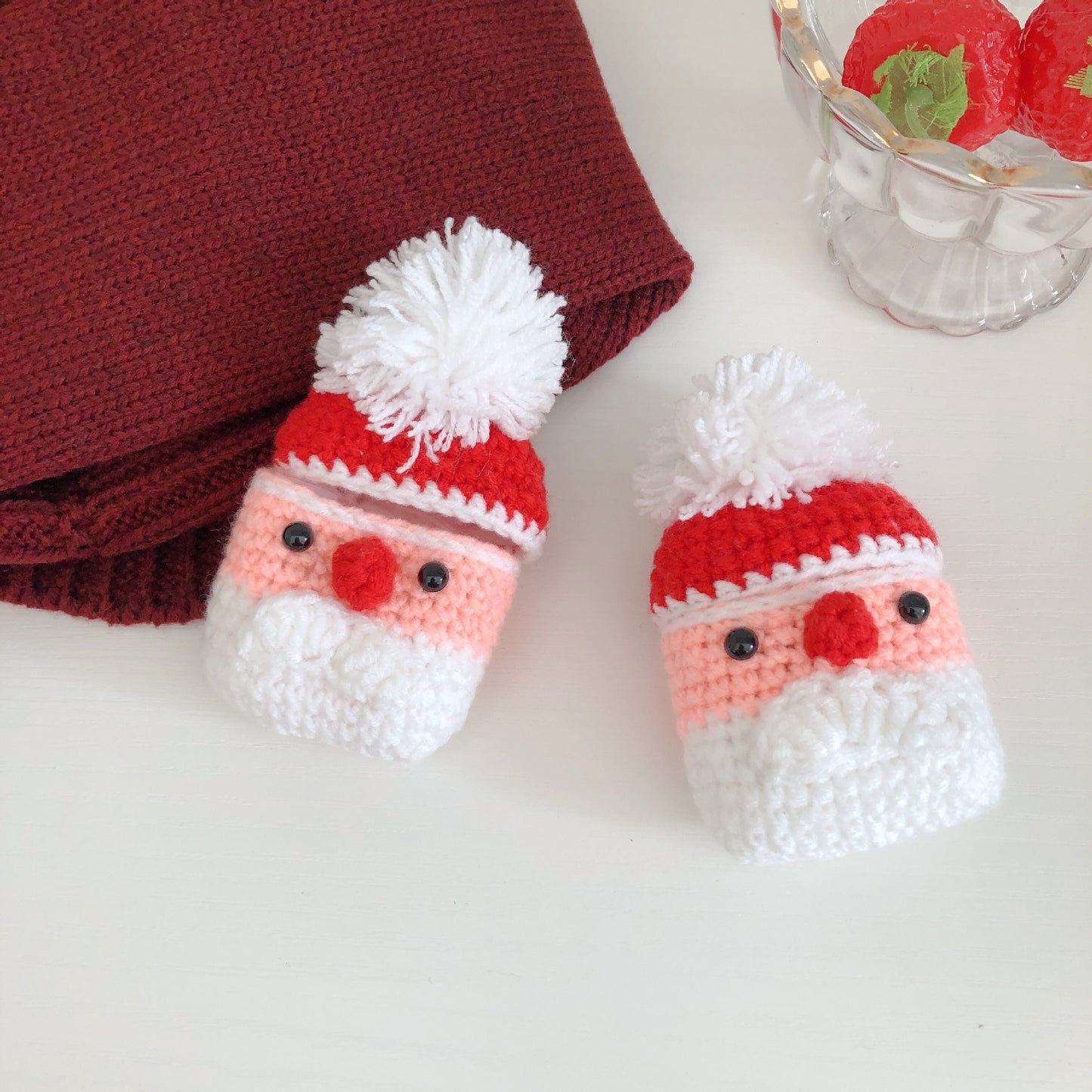 Compatible with Apple, Plush Knitted Santa Claus Earphone Case  Soft Wireless Bluetooth Headphone Cover