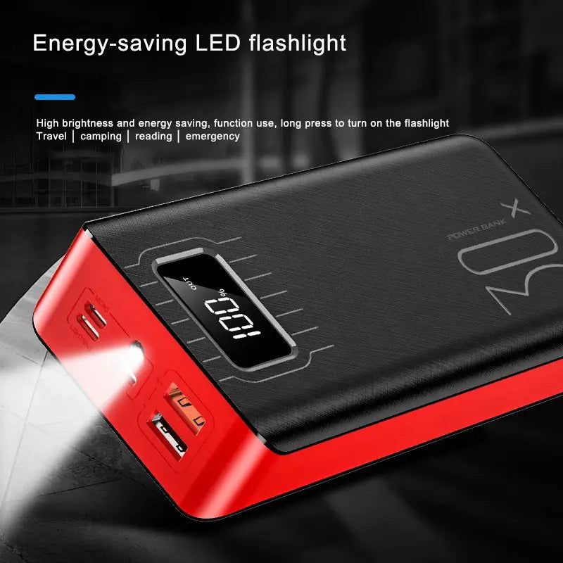 Dual USB 20000mAh Power Bank with LED