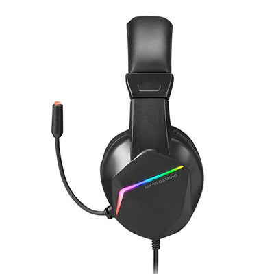 Black Mars Gaming MH122 wired gaming earpiece with RGB lighting and omnidirectional microphone