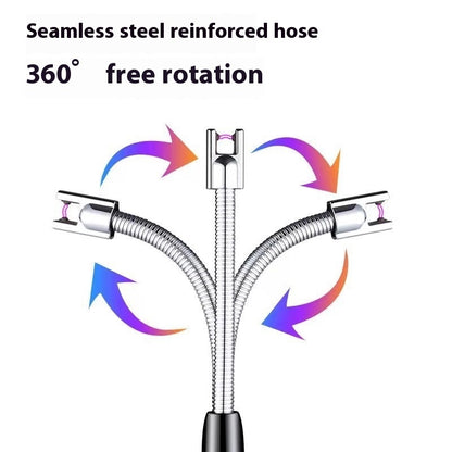 Kitchen seamless steel reinforced hose with 360° free rotation feature for enhanced usability.