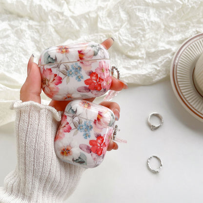 Bluetooth Earbuds Case Protective Cover Simple Watercolor Flower