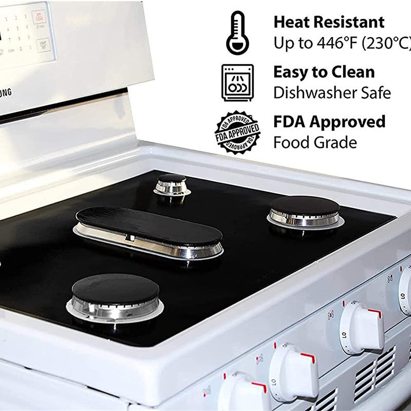 Five-hole Gas Burner Pad on a stove with heat resistance and FDA approval features.