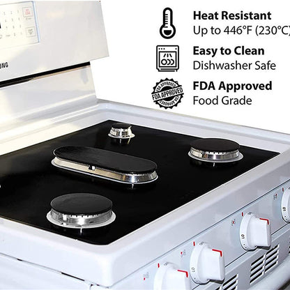 Five-hole Gas Burner Pad on a stove with heat resistance and FDA approval features.
