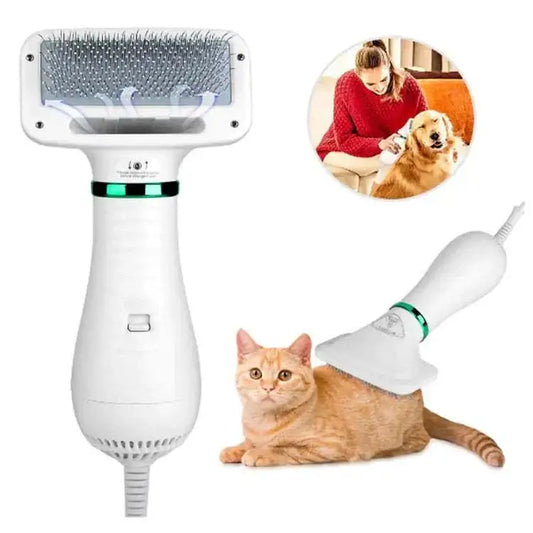 White Pet Electric Hair Dryer Comb with stainless steel needles grooming cat and dog fur