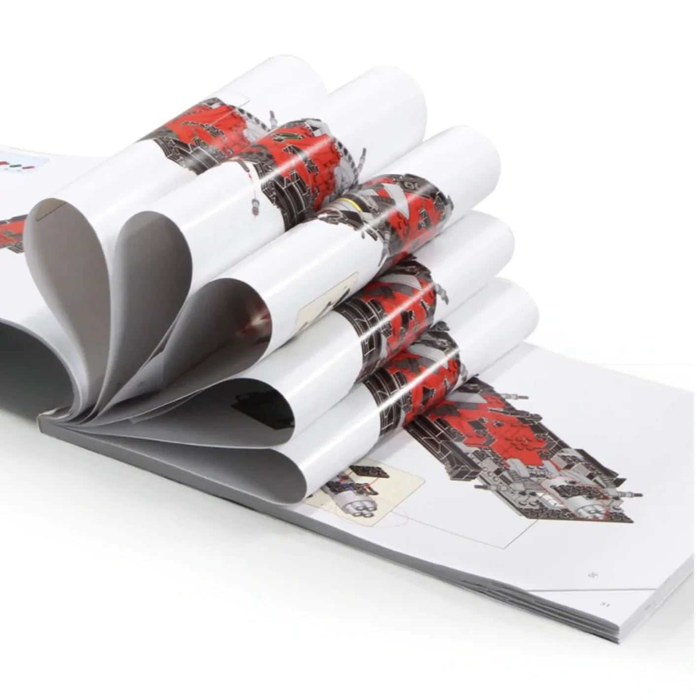 Cruise Liner 2445pcs building instruction manual pages fanned out showing ship design illustrations