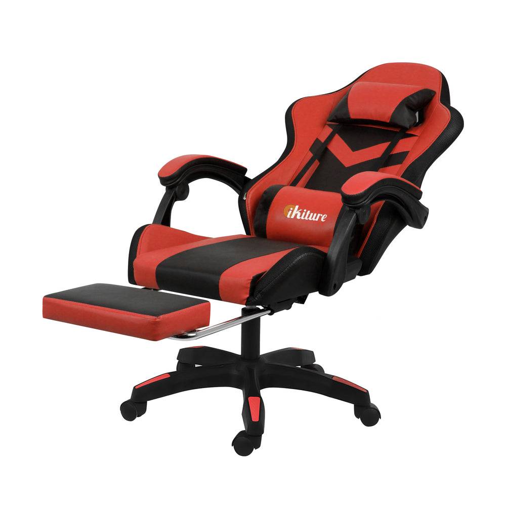NNEED Racing Gaming Chair black and red with RGB LED, massage, and retractable footrest