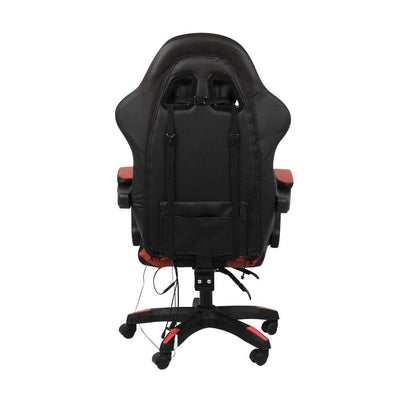 NNEED Racing Gaming Chair black and red with 7 RGB LED lights and 8-point massage feature from the back view