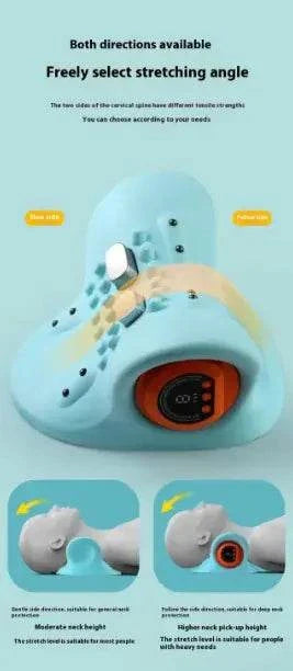 Portable ergonomic neck massager with adjustable stretching angle and acupuncture point massage for cervical spine relief