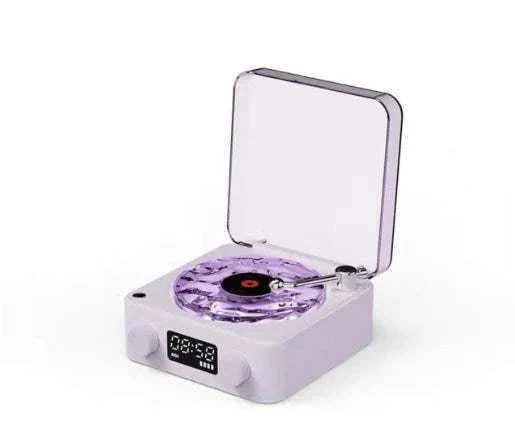 compact portable turntable bluetooth speaker with spinning water ripple and digital display