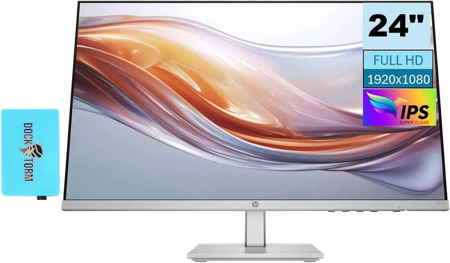HP Series 5 24-inch Full HD IPS monitor with 100Hz refresh rate and Docztorm USB port expander