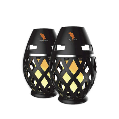 TikiFlame Bluetooth Torch dual LED tiki torch speakers with warm light and stereo sound for indoor and outdoor parties