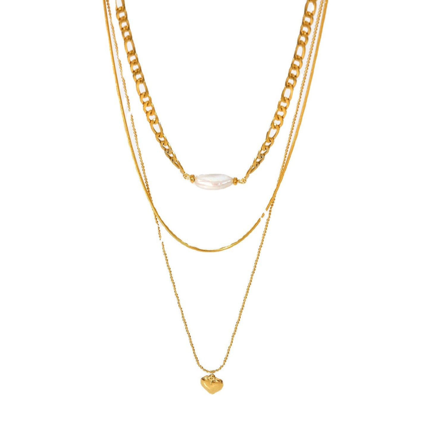 Pearl heart-shaped necklace for women, featuring a lustrous pearl centerpiece and a delicate heart pendant.