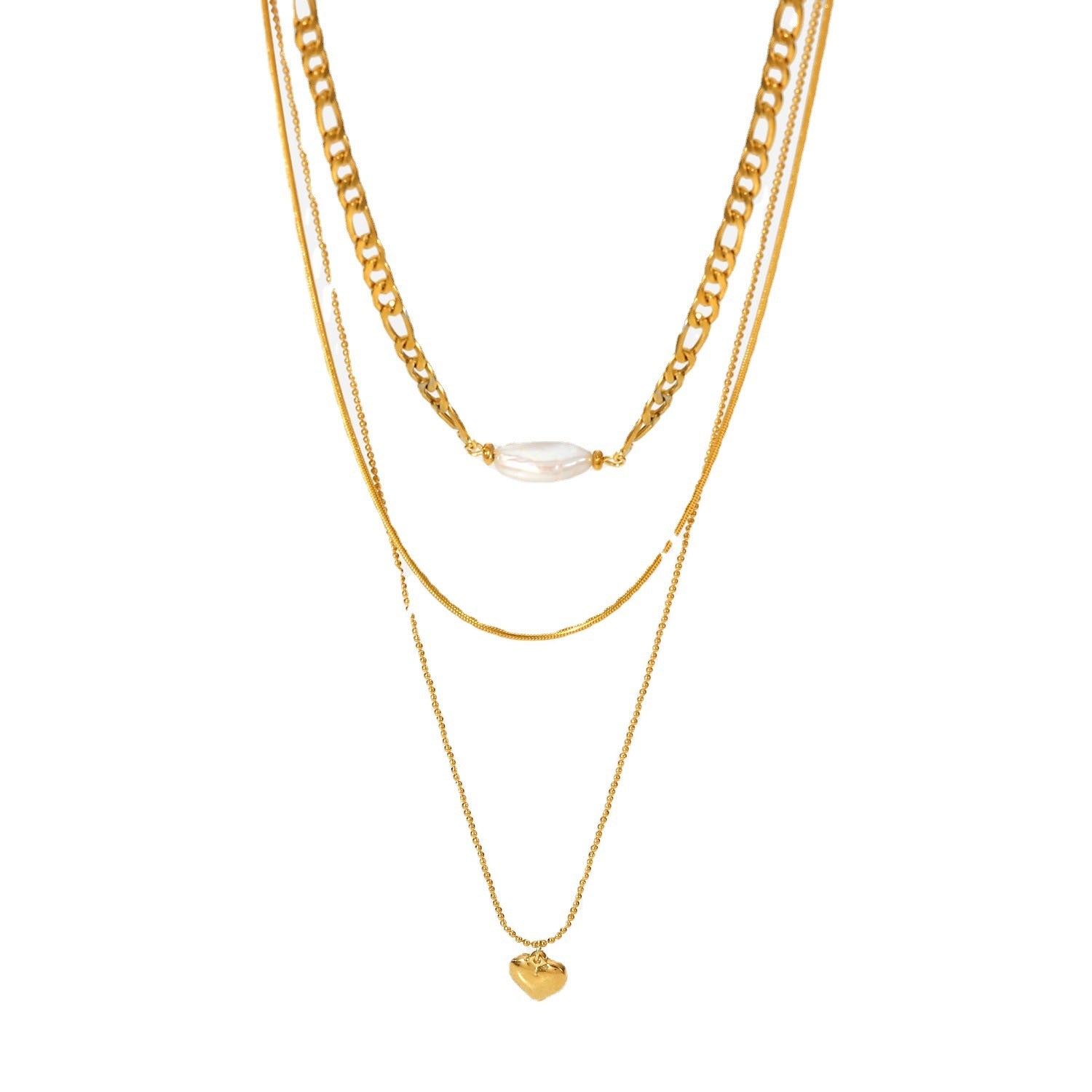 Pearl heart-shaped necklace for women, featuring a lustrous pearl centerpiece and a delicate heart pendant.