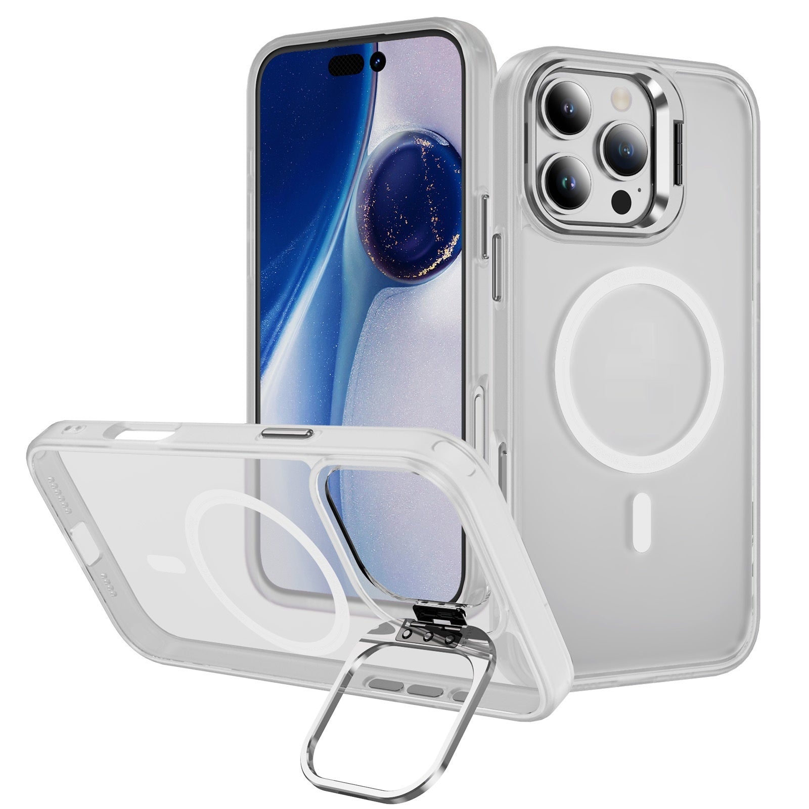 Magnetic Phone Case Lens Bracket showcasing a transparent design with circular lens holder.