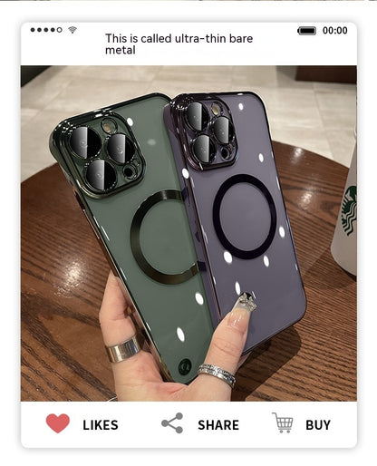 Plastic Dustproof Net Electroplating Frameless Phone Case I Magnetic Hard Shell