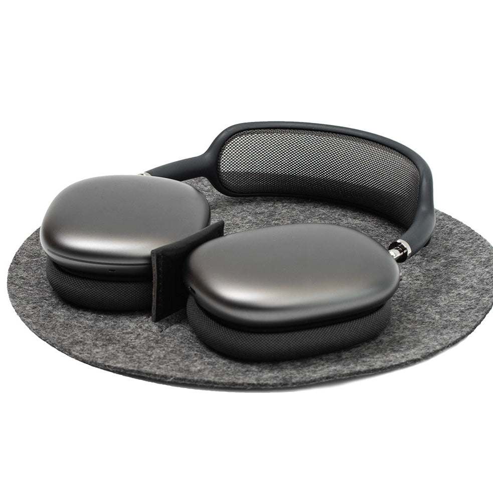 Leather AirPods Max Rest Station with full-grain Italian leather, handcrafted European design, built-in magnets for low power mode, and integrated charging channel.