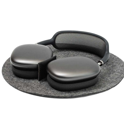 Leather AirPods Max Rest Station with full-grain Italian leather, handcrafted European design, built-in magnets for low power mode, and integrated charging channel.