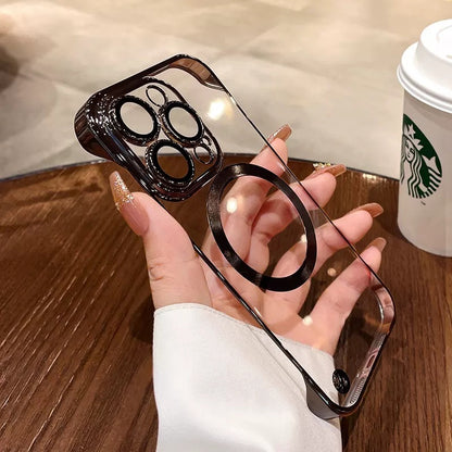 Plastic Dustproof Net Electroplating Frameless Phone Case I Magnetic Hard Shell