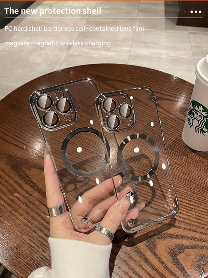 Plastic Dustproof Net Electroplating Frameless Phone Case I Magnetic Hard Shell