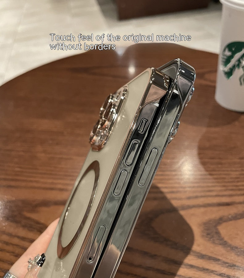 Plastic Dustproof Net Electroplating Frameless Phone Case I Magnetic Hard Shell