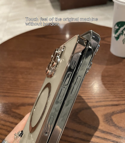 Plastic Dustproof Net Electroplating Frameless Phone Case I Magnetic Hard Shell