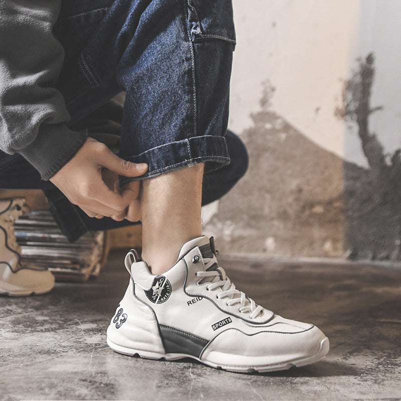 Spring New Breathable Running Leather Casual Sneakers