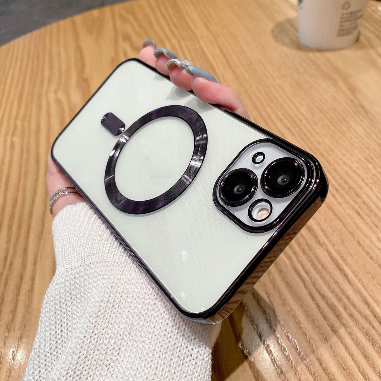 Magnetic Wireless Charger Electroplating Lens Protector Phone Case