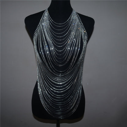 Fashion Chest Chain Jewelry Multilayer Rhinestones