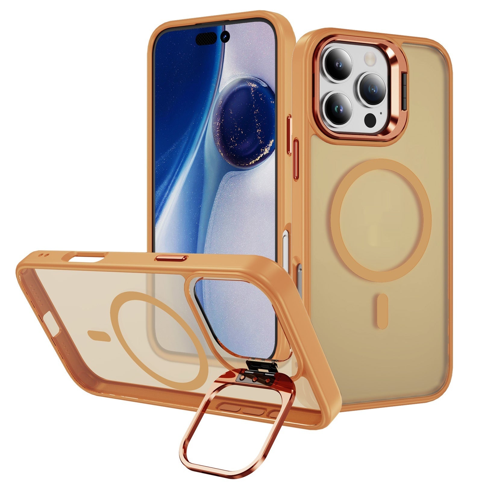 Magnetic Phone Case Lens Bracket showcasing a transparent design with magnetic suction feature for iPhone.