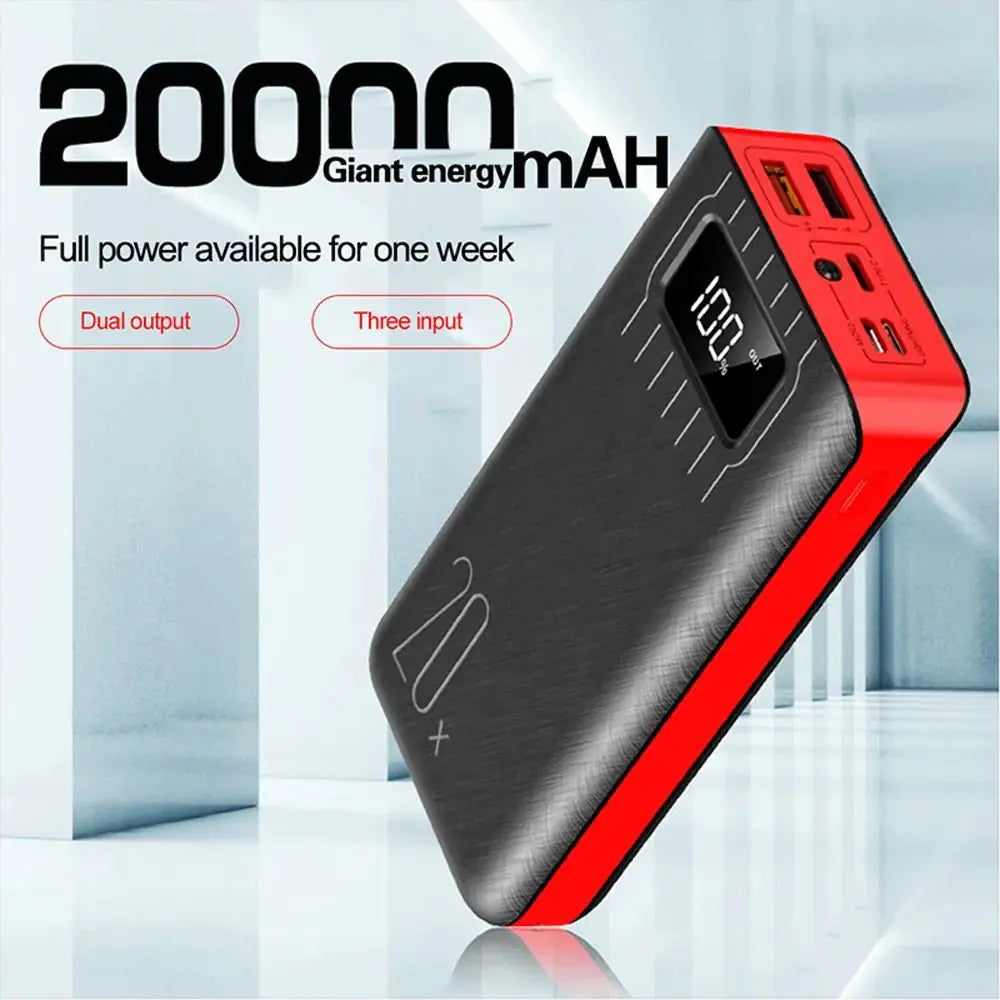 Dual USB 20000mAh Power Bank with LED