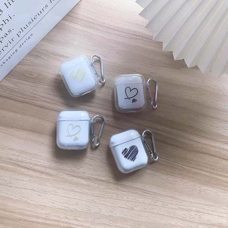 Earphone Sleeves 3 Generation Bluetooth Earbuds Case Applicable To Tpu Transparent Soft Shell Graffiti Love Heart