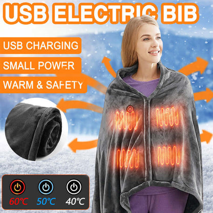 Electric Heated Plush Blanket - Soft & USB Compatible, featuring USB charging options and temperature settings.