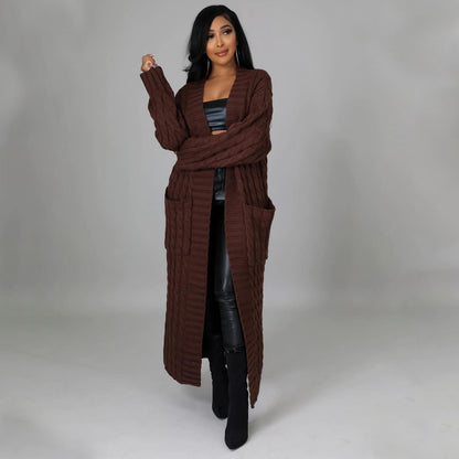 Women's Clothing Fashion Long Sleeve Long Sweater Coat