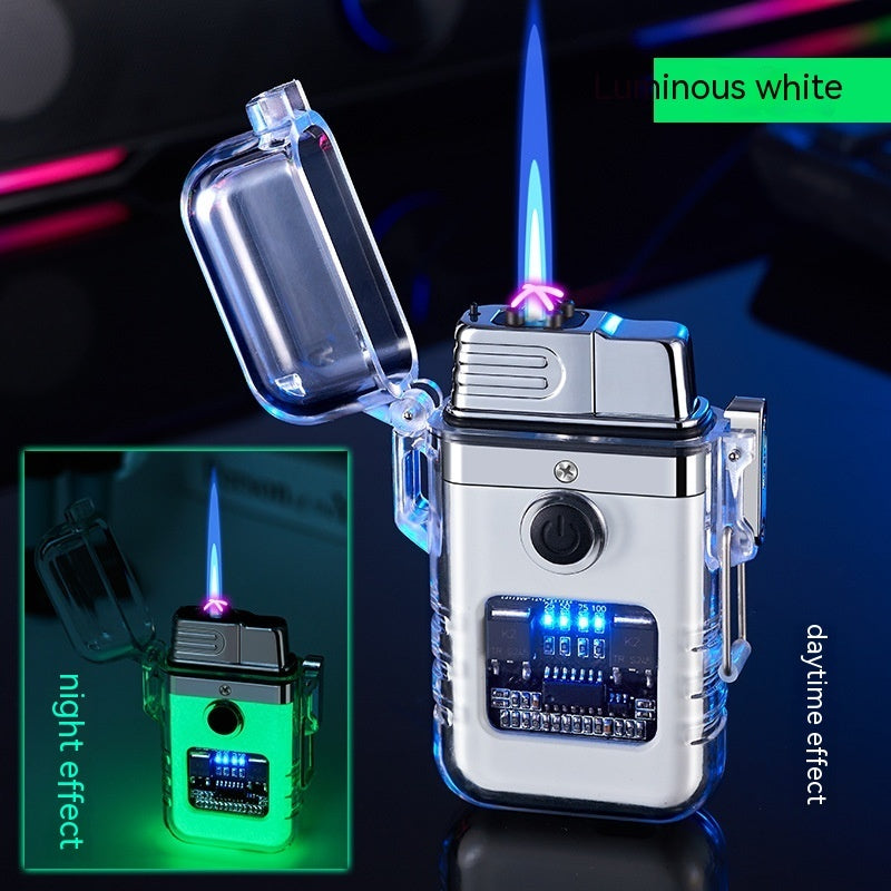 Gas-electric Dual-purpose Transparent Case Double Windproof Gas Lighters