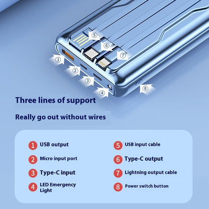 PD66W Fast Charge Power Bank 20000 MA Large Capacity With Cable Mobile Power Supply